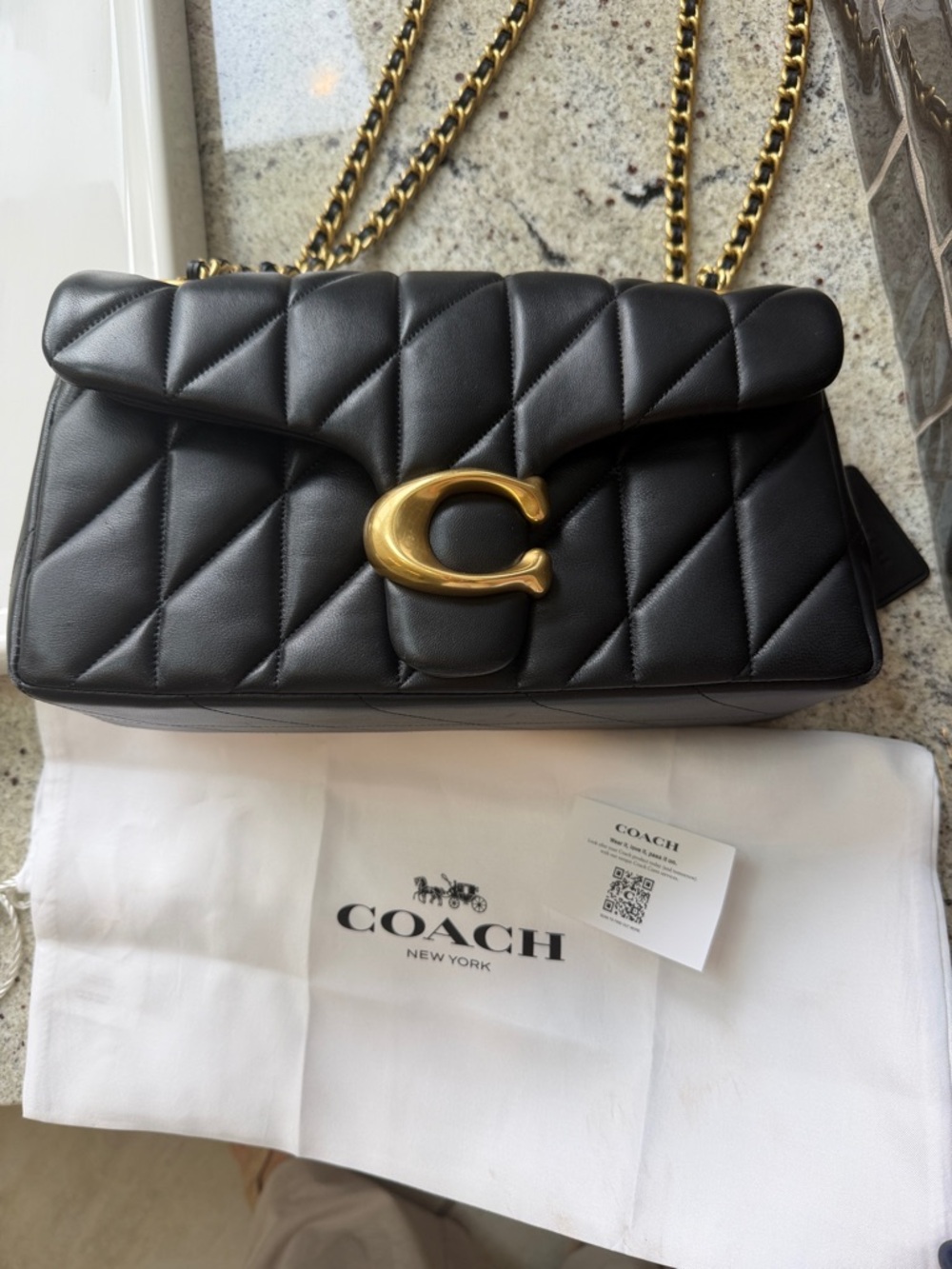 Coach Quilted Tabby 26 Black Leather Shoulder Bag with Gold Hardware - Picture 10 of 14